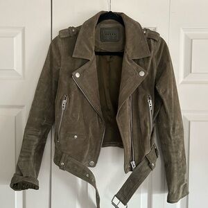 Blank NYC Olive Green Suede Moto Jacket
